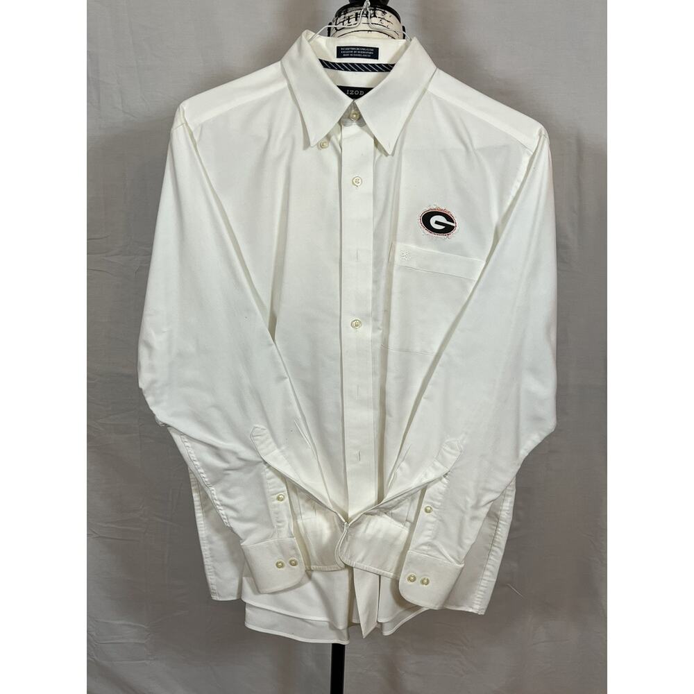 Georgia Bulldogs Izod Varsity Oxford White Button Down Shirt Size Large UGA